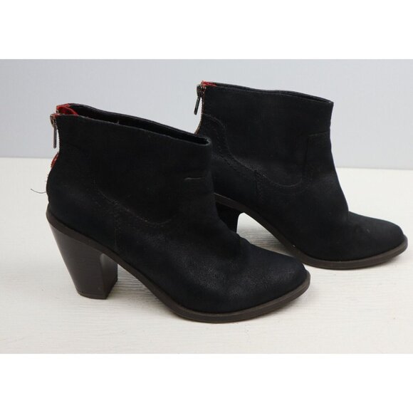 Women's Mossimo Black Ankle Boots Block Heel Zipper Booties Shoes Size 8 - Picture 2 of 6